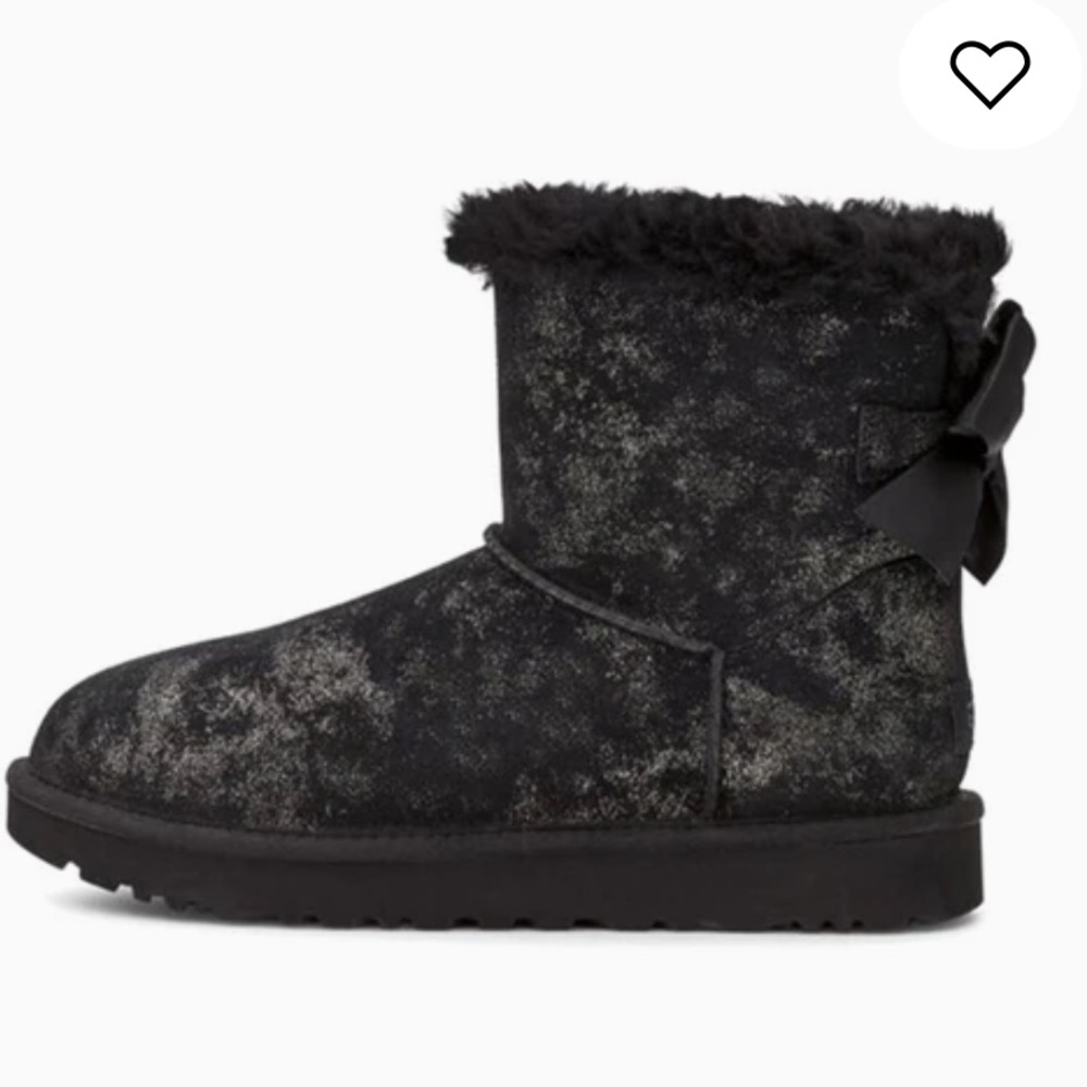 UGG‎ Mini Bailey Bow Glimmer Black Boots - Picture 6 of 14